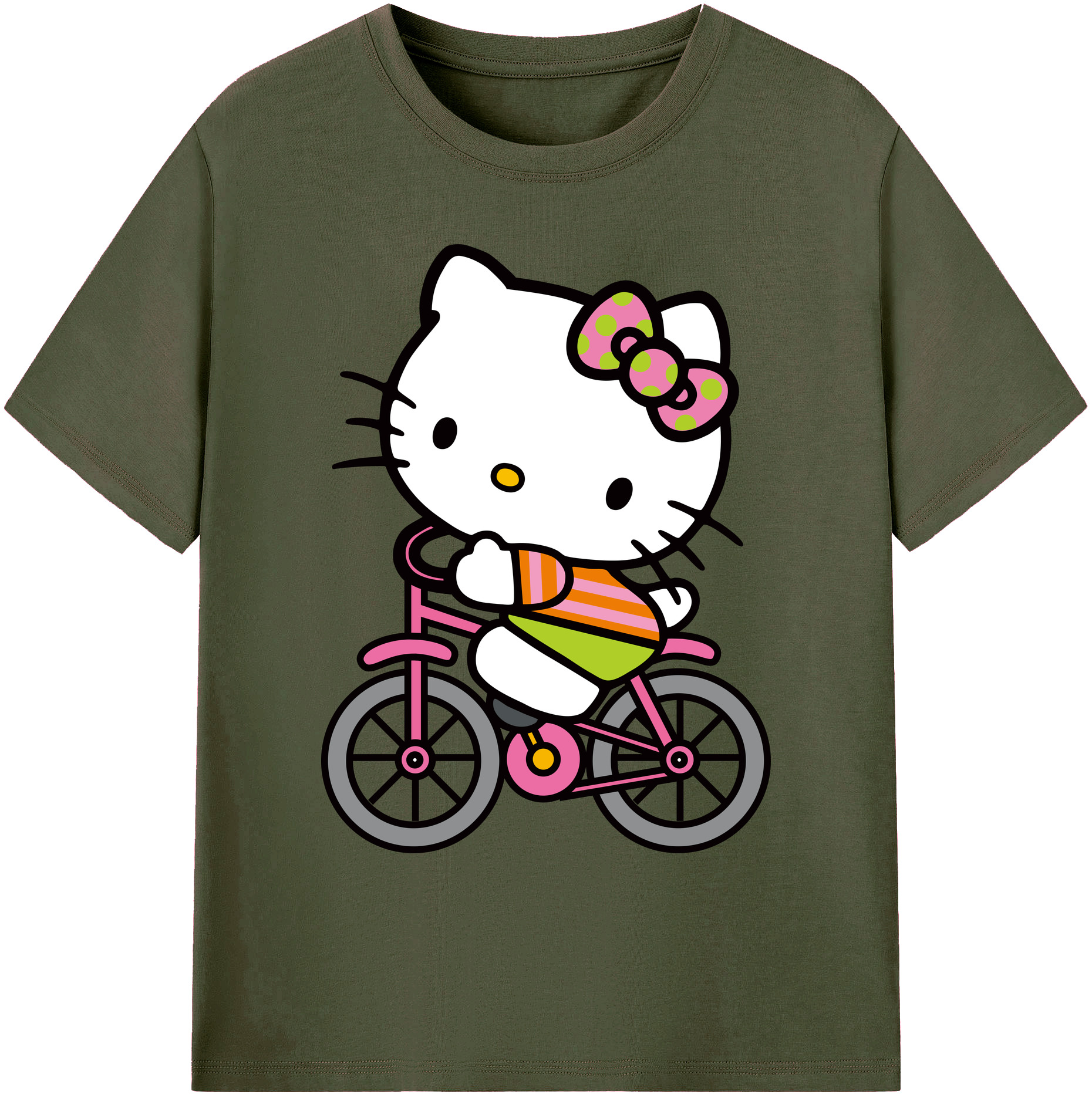 （画像用） Hello Kitty ハローキティ 綿100％ メンズ半袖Tシャツ｜肌触りやわらか＆通気性